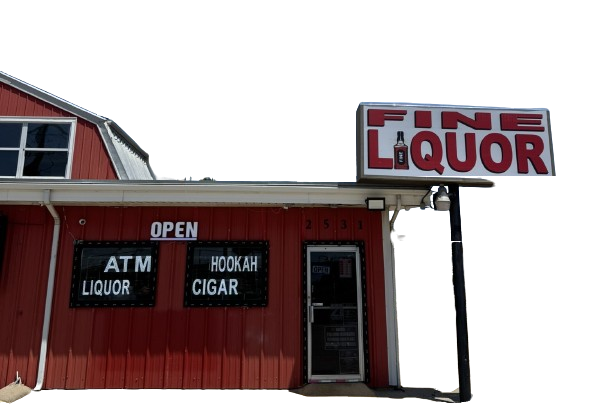 Fine Liquor storefront in Denton, TX
